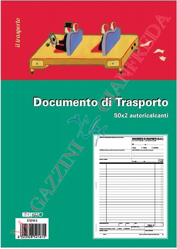 BLOCCO DOCUMENTO DI TRASPORTO, 50 FOGLI AUTORICALCANTI IN DOPPIA COPIA F.TO A4
